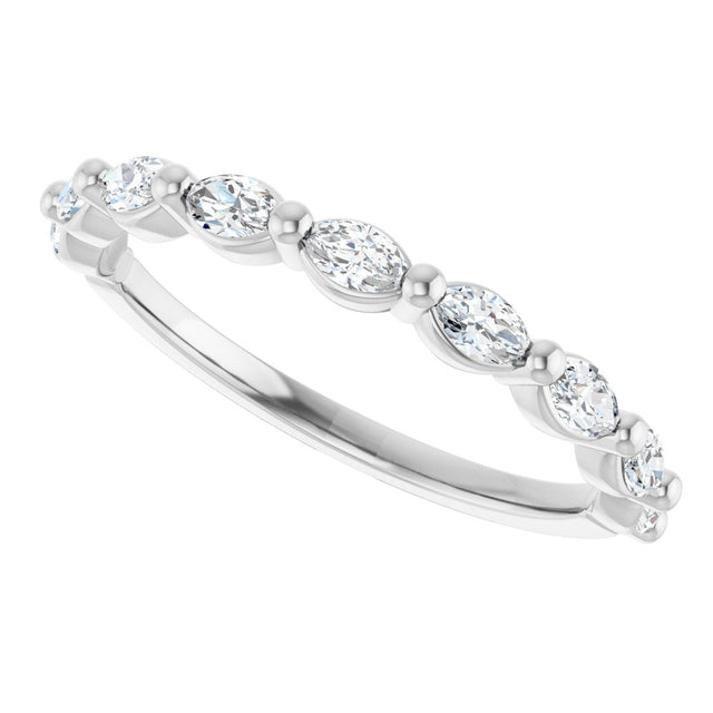 Platinum Marquise Natural Diamond Shared-Prong Anniversary Band – 1/5–1/2 CTW - view 5