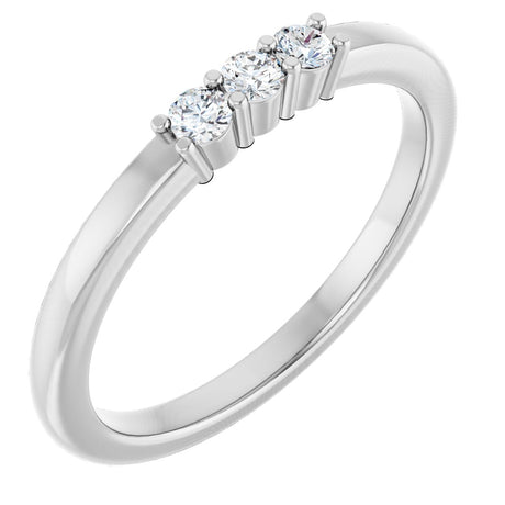 14K Gold Round Lab-Grown Diamond Three-Stone Anniversary Band – 1/6–1/3 CTW - White Gold