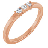 14K Gold Round Natural Diamond Three-Stone Anniversary Band – 1/6–1/3 CTW - Rose Gold