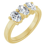 14K Gold Oval Lab-Grown Diamond Three-Stone Anniversary Band – 6x4 mm Stones - Yellow Gold