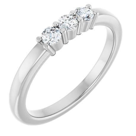 Platinum Round Lab-Grown Diamond Three-Stone Anniversary Band – 1/5–1/3 CTW