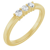 14K Gold Round Lab-Grown Diamond Three-Stone Anniversary Band – 1/6–1/3 CTW - Yellow Gold
