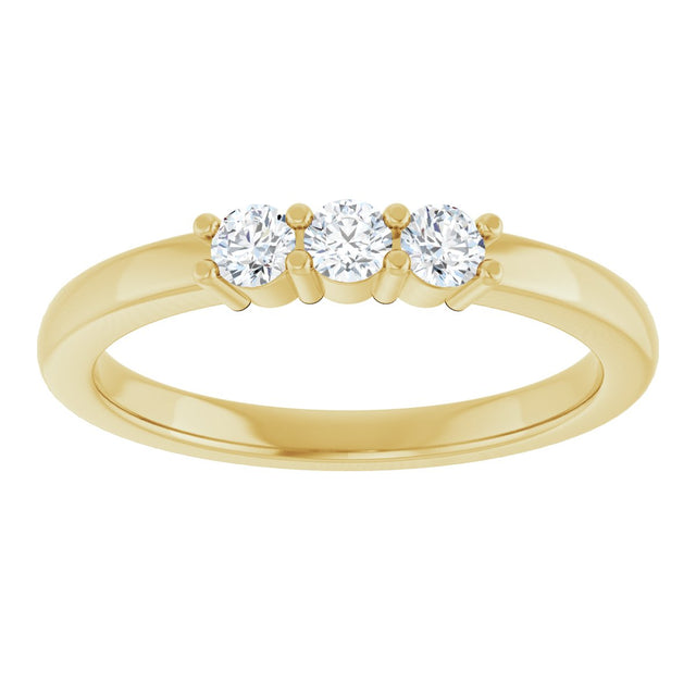 14K Gold Round Lab-Grown Diamond Three-Stone Anniversary Band – 1/6–1/3 CTW - Yellow Gold - view 3