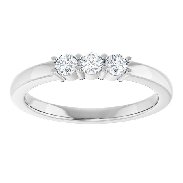 Platinum Round Natural Diamond Three-Stone Anniversary Band – 1/6–1/3 CTW - view 3