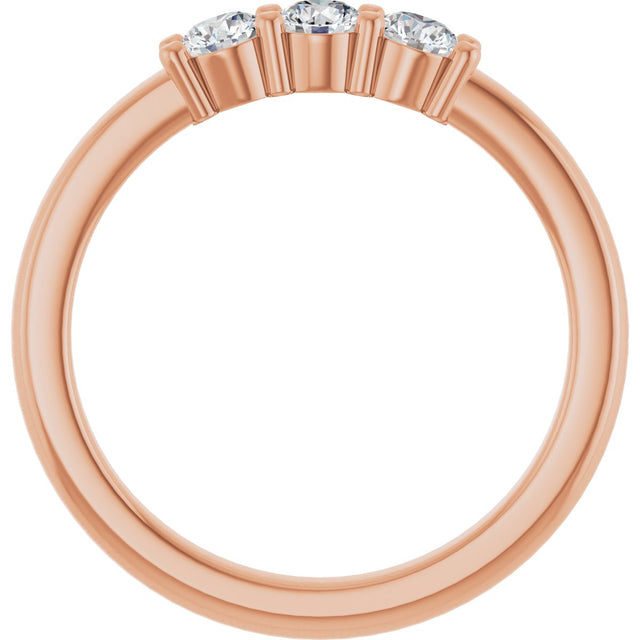 14K Gold Round Lab-Grown Diamond Three-Stone Anniversary Band – 1/6–1/3 CTW - Rose Gold - view 2