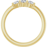 14K Gold Round Natural Diamond Three-Stone Anniversary Band – 1/6–1/3 CTW - Yellow Gold - view 2
