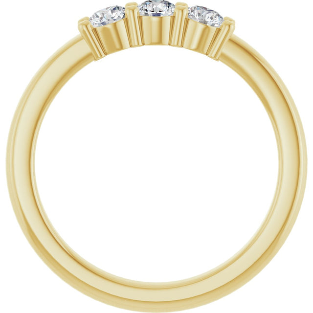 14K Gold Round Natural Diamond Three-Stone Anniversary Band – 1/6–1/3 CTW - Yellow Gold - view 2