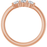 14K Gold Round Natural Diamond Three-Stone Anniversary Band – 1/6–1/3 CTW - Rose Gold - view 2
