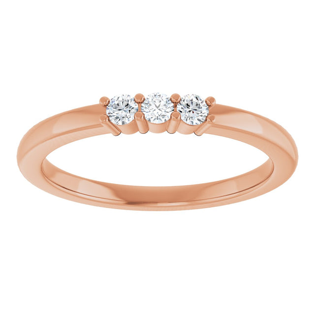 14K Gold Round Lab-Grown Diamond Three-Stone Anniversary Band – 1/6–1/3 CTW - Rose Gold - view 3