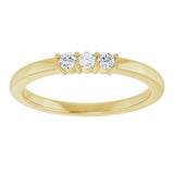 14K Gold Round Natural Diamond Three-Stone Anniversary Band – 1/6–1/3 CTW - Yellow Gold - view 3