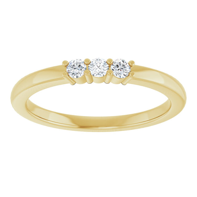 14K Gold Round Natural Diamond Three-Stone Anniversary Band – 1/6–1/3 CTW - Yellow Gold - view 3