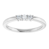 14K Gold Round Natural Diamond Three-Stone Anniversary Band – 1/6–1/3 CTW - White Gold - view 3
