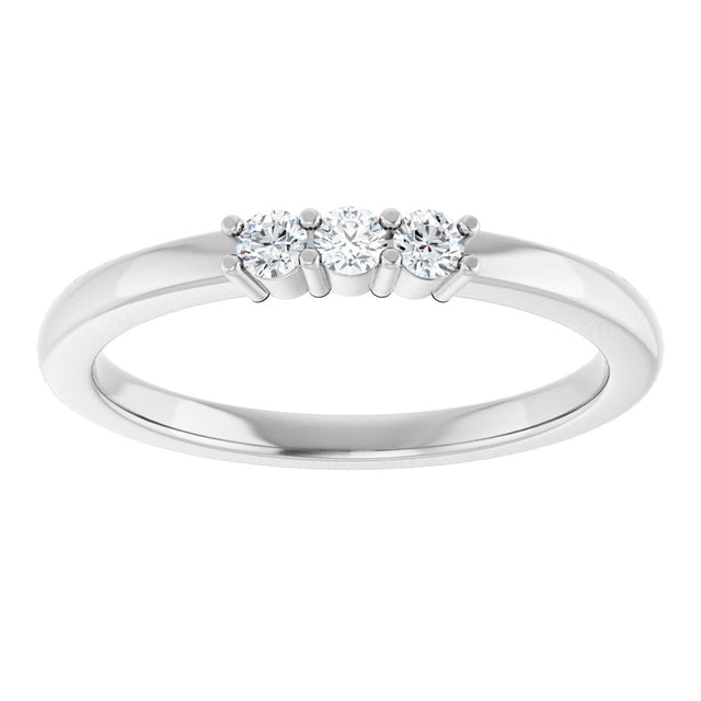 14K Gold Round Natural Diamond Three-Stone Anniversary Band – 1/6–1/3 CTW - White Gold - view 3