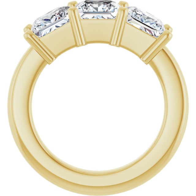 10K Gold Square Lab-Grown Diamond Three-Stone Anniversary Band – 1 1/6–4 1/5 CTW - Yellow Gold - view 2