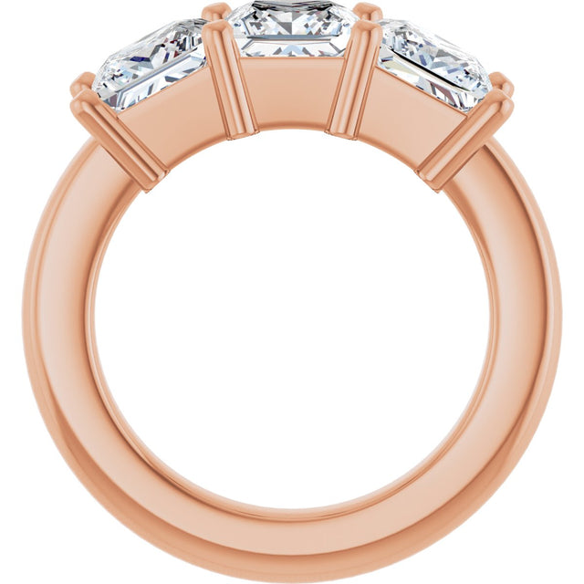 10K Gold Square Lab-Grown Diamond Three-Stone Anniversary Band – 1 1/6–4 1/5 CTW - Rose Gold - view 2