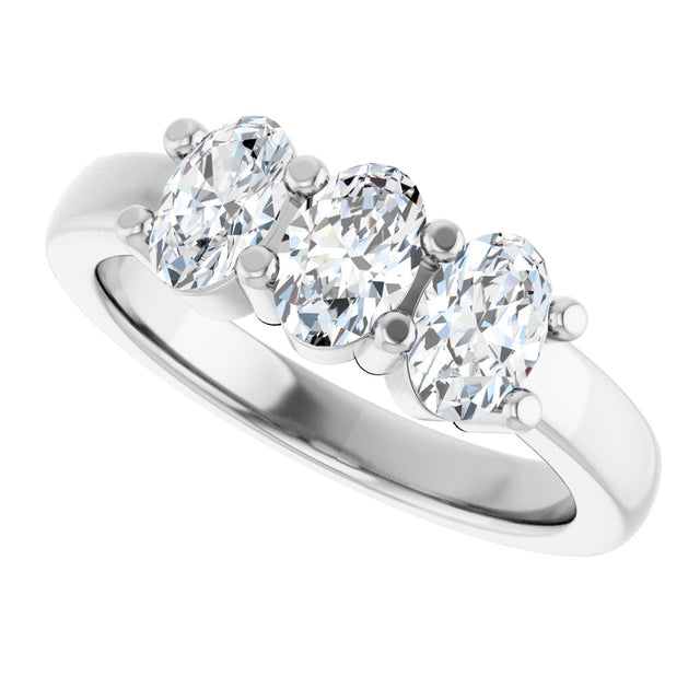 Platinum Oval Natural Diamond Three-Stone Anniversary Band – 1 1/8 CTW - view 5