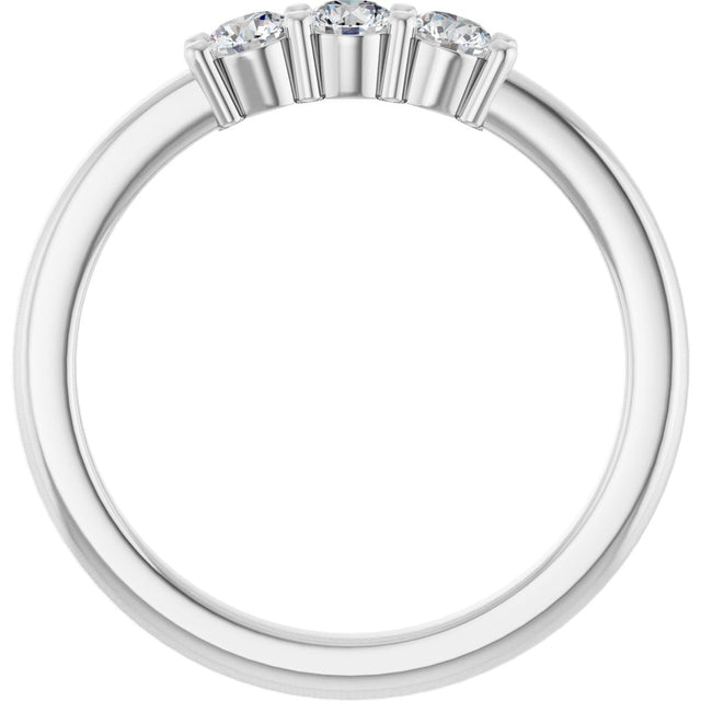 14K Gold Round Lab-Grown Diamond Three-Stone Anniversary Band – 1/6–1/3 CTW - White Gold - view 2