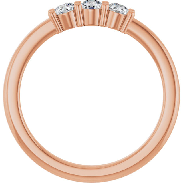 14K Gold Round Lab-Grown Diamond Three-Stone Anniversary Band – 1/6–1/3 CTW - Rose Gold - view 2