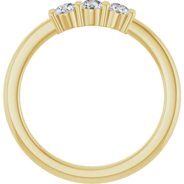 14K Gold Round Natural Diamond Three-Stone Anniversary Band – 1/6–1/3 CTW - Yellow Gold - view 2