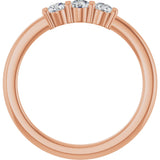 14K Gold Round Natural Diamond Three-Stone Anniversary Band – 1/6–1/3 CTW - Rose Gold - view 2