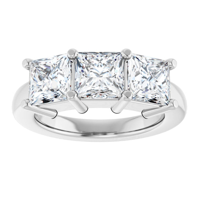 10K Gold Square Natural Diamond Three-Stone Anniversary Band – 9/10–3 1/8 CTW - White Gold - view 3