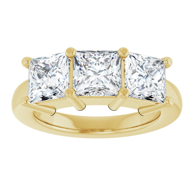10K Gold Square Lab-Grown Diamond Three-Stone Anniversary Band – 1 1/6–4 1/5 CTW - Yellow Gold - view 3