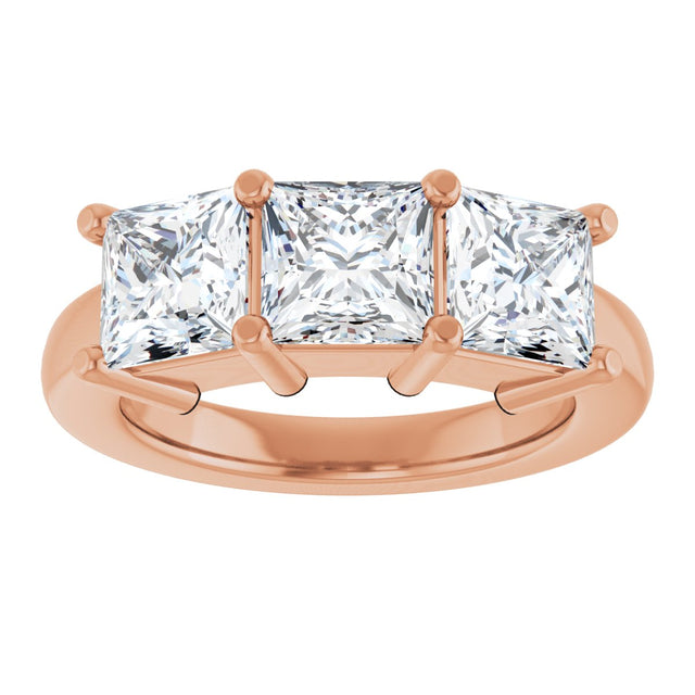 10K Gold Square Lab-Grown Diamond Three-Stone Anniversary Band – 1 1/6–4 1/5 CTW - Rose Gold - view 3