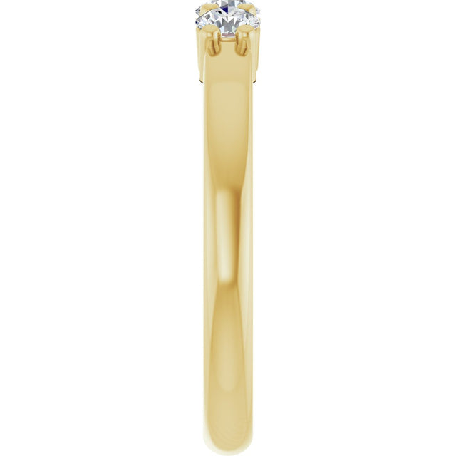 14K Gold Round Natural Diamond Three-Stone Anniversary Band – 1/6–1/3 CTW - Yellow Gold - view 4
