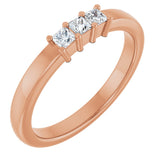10K Gold Square Lab-Grown Diamond Three-Stone Anniversary Band – 1/5–7/8 CTW - Rose Gold