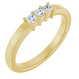 14K Gold Square Natural Diamond Three-Stone Anniversary Band – 1/5–3/4 CTW - Yellow Gold