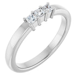 14K Gold Square Natural Diamond Three-Stone Anniversary Band – 1/5–3/4 CTW - White Gold