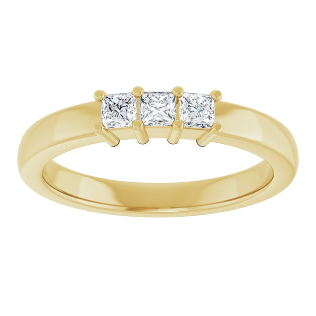 10K Gold Square Natural Diamond Three-Stone Anniversary Band – 1/5–3/4 CTW - Yellow Gold - view 3
