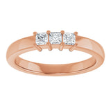 10K Gold Square Natural Diamond Three-Stone Anniversary Band – 1/5–3/4 CTW - Rose Gold - view 3