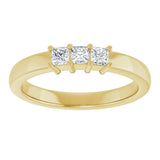 14K Gold Square Natural Diamond Three-Stone Anniversary Band – 1/5–3/4 CTW - Yellow Gold - view 3