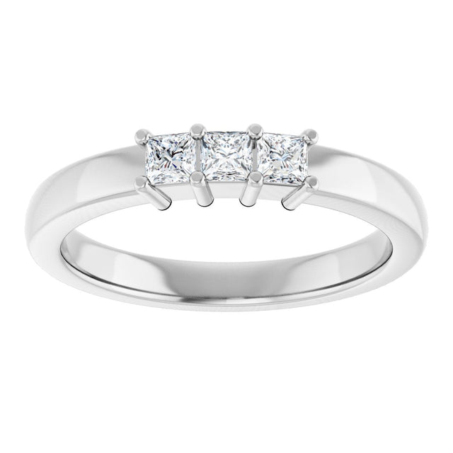 Platinum Square Natural Diamond Three-Stone Anniversary Band – 1/5–3/4 CTW - view 3