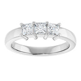 10K Gold Square Natural Diamond Three-Stone Anniversary Band – 1/5–3/4 CTW - White Gold - view 3