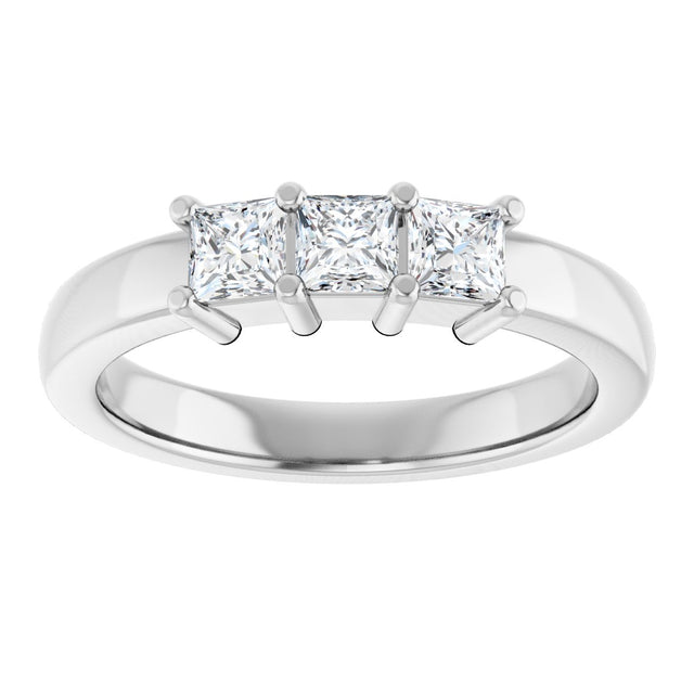 10K Gold Square Natural Diamond Three-Stone Anniversary Band – 1/5–3/4 CTW - White Gold - view 3