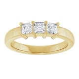 10K Gold Square Natural Diamond Three-Stone Anniversary Band – 1/5–3/4 CTW - Yellow Gold - view 3