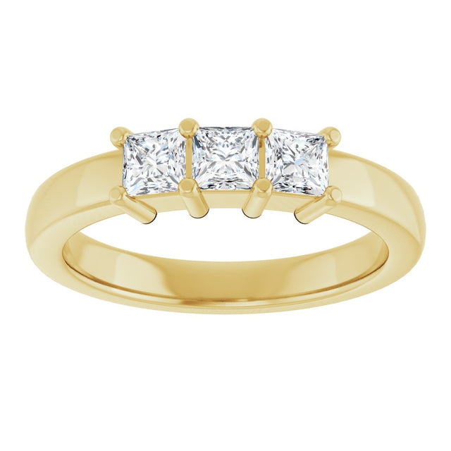 10K Gold Square Natural Diamond Three-Stone Anniversary Band – 1/5–3/4 CTW - Yellow Gold - view 3