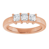10K Gold Square Lab-Grown Diamond Three-Stone Anniversary Band – 1/5–7/8 CTW - Rose Gold - view 3