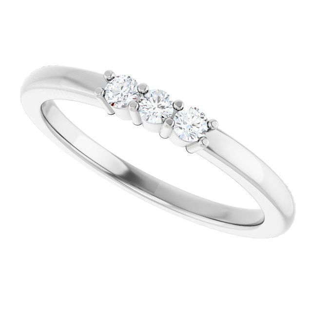 14K Gold Round Lab-Grown Diamond Three-Stone Anniversary Band – 1/6–1/3 CTW - White Gold - view 5