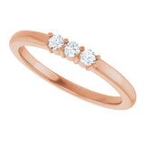14K Gold Round Lab-Grown Diamond Three-Stone Anniversary Band – 1/6–1/3 CTW - Rose Gold - view 5
