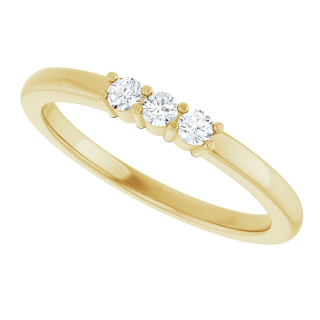 14K Gold Round Natural Diamond Three-Stone Anniversary Band – 1/6–1/3 CTW - Yellow Gold - view 5