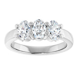 Platinum Oval Lab-Grown Diamond Three-Stone Anniversary Band – 6x4 mm Stones - view 3