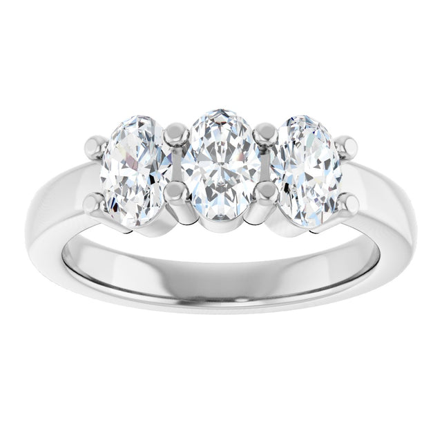 Platinum Oval Lab-Grown Diamond Three-Stone Anniversary Band – 6x4 mm Stones - view 3