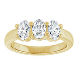14K Gold Oval Natural Diamond Three-Stone Anniversary Band – 1 1/8 CTW - Yellow Gold - view 3