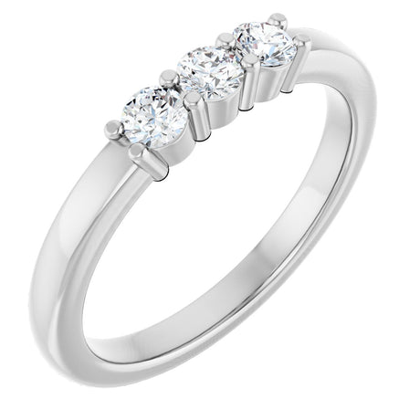 Platinum Round Lab-Grown Diamond Three-Stone Anniversary Band – 1/5–1/3 CTW