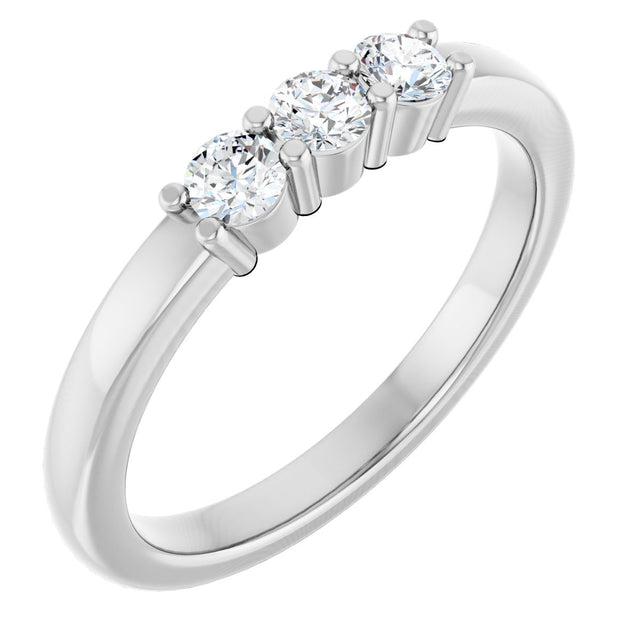 Platinum Round Lab-Grown Diamond Three-Stone Anniversary Band – 1/5–1/3 CTW