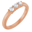 14K Gold Round Natural Diamond Three-Stone Anniversary Band – 1/6–1/3 CTW - Rose Gold