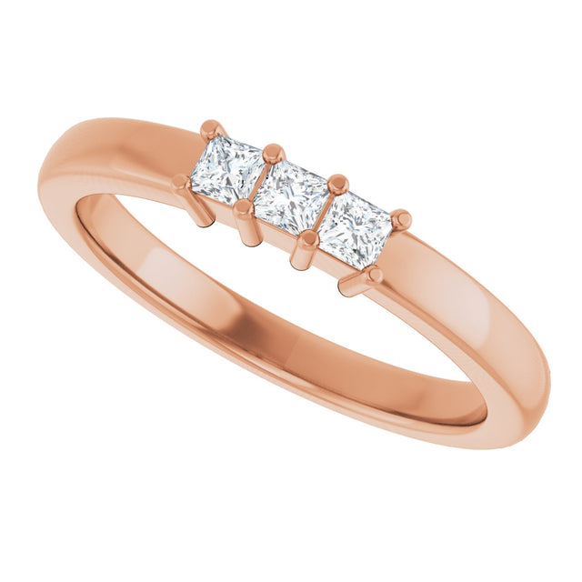 10K Gold Square Lab-Grown Diamond Three-Stone Anniversary Band – 1/5–7/8 CTW - Rose Gold - view 5